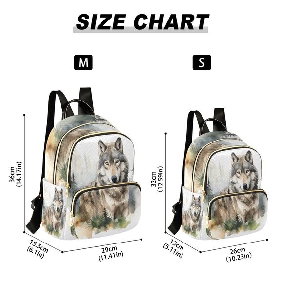 8261 Forest Wolf Small Backpack Purse Travel Bag Lightweight Shoulder Bag main image 4